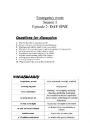 English Worksheet: Emergency room Season 1 episode 1