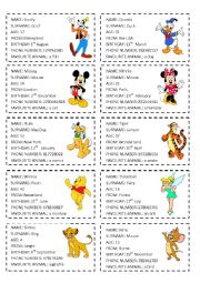All about me - SPEAKING CARDS - Disney characters