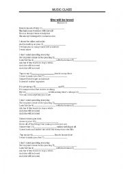 English Worksheet: Song: She will be loved