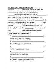 English Worksheet: Past Simple Practice