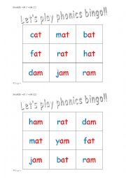 Phonics - 3 letter words (CVC) - Bingo_6_sets_of_6_(36 cards)