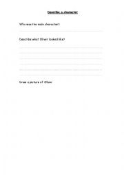 English Worksheet: Describe a Character - Olivers Garden