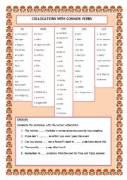 English Worksheet: collocations with common verbs