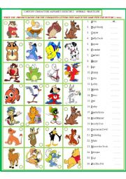 Cartoon Characters Matching Exercise -male 3