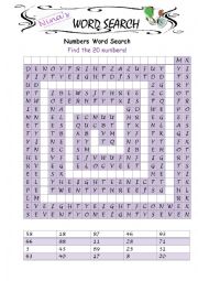Numbers Spelling Word Search