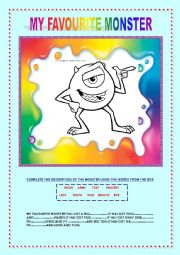 English Worksheet: Guided writing about monsters