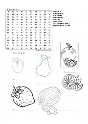 English Worksheet: fruits for young children