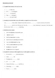 English Worksheet: Grammar Practice- Am/Is/Are