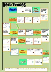 English Worksheet: vb tenses boardgame