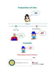 English Worksheet: Prepositions of Time - in/on/at