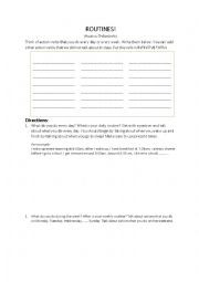 English Worksheet: Routines and Actions Verbs