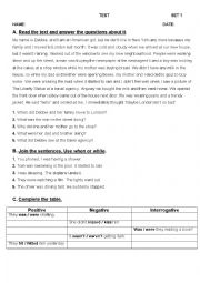 English Worksheet: past simple vs past continuous 
