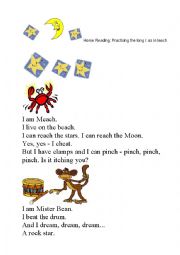 English Worksheet: Meach The Beach Crab