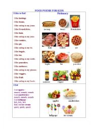 English Worksheet: FOOD POEMS