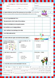 English Worksheet: listening test - what a busy weekend (03.06.13)