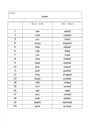 English Worksheet: Verb Test: basic form and past tense