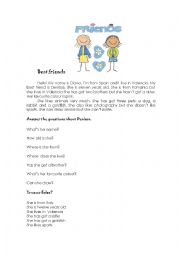 English Worksheet: describing your best friend