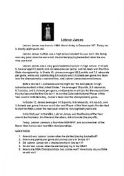 English Worksheet: Biography of Lebron James