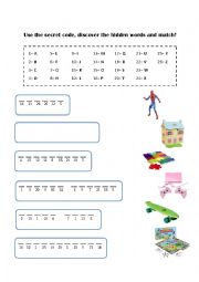 Crack the code and complete the names of the toys