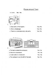 English Worksheet: places around town