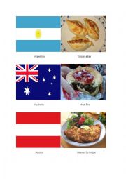 English Worksheet: National Flag and National Dish Flashcards 01