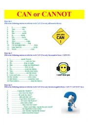English Worksheet: CAN or CANNOT?