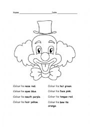 English Worksheet: Colour the clown
