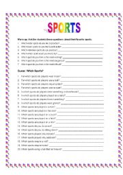 English Worksheet: Sports