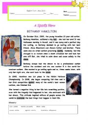 Test - A Sports Hero : Bethany Hamilton