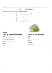 English Worksheet: alphabet numbers and verb to be worksheet