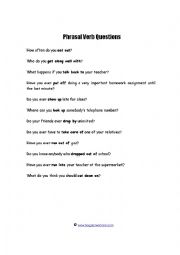 English Worksheet: Phrasal Verb