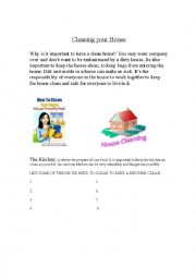 English Worksheet: Cleaning Your House