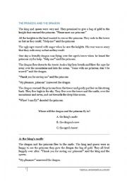 English Worksheet: The princess and the dragon