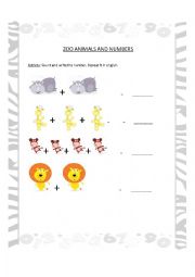 English Worksheet: zoo animals and numbers