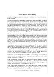 English Worksheet: Nouns: Person, Place, Thing