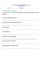 English Worksheet: Expressions to give Advices