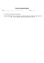 English Worksheet: Present continuous handout