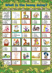 English Worksheet: Easter 2013 - What is the bunny doing? 