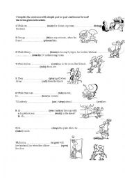English Worksheet: past simple and past continuous tense