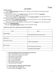 English Worksheet: Cause and Effect