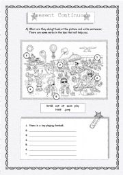 English Worksheet: What are they doing?