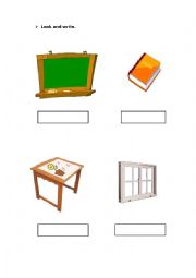 English Worksheet: classroom objects