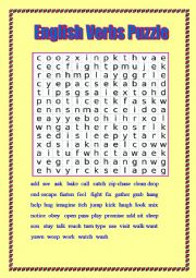 English Worksheet: English Verbs Puzzle