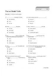 English Worksheet: Test on Modals