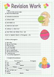 English Worksheet: Revision work for beginners