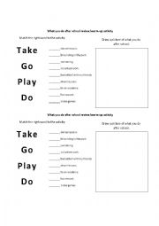 English Worksheet: What You Do After School