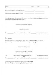 English Worksheet: by-agent passive