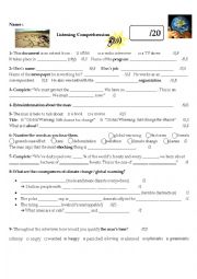 English Worksheet: Listening Comprehension - Save the Planet (environmental issues)