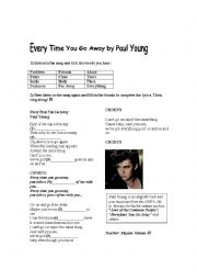 English Worksheet: Everytime you go away - Paul Young