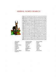 English Worksheet: Word Puzzle Animals